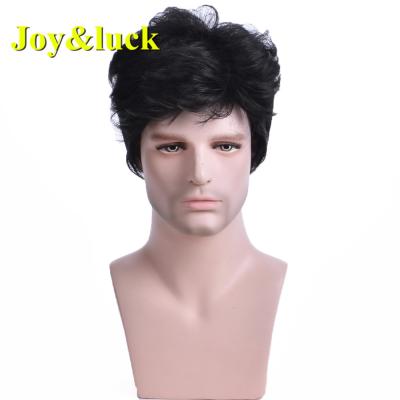 China Wholesale Straight Synthetic Hair Wigs Short Natural Men's Straight Black Men's Hair Diary Hair Wig Or Man Party Hairstyle Color for sale