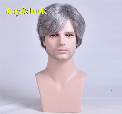 China Wholesale Straight Wigs For Men Daily Or Gray Color Man Hair Short Straight Men'S Natural Wigs Synthetic Hair Wigs Party Hairstyle Male for sale