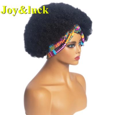 China African Ladies Kinky Curly Hair Headband Colored Head Band Afro Curly Short Curly Hair Headband Wig For Women Color Synthetic Hair Wigs for sale