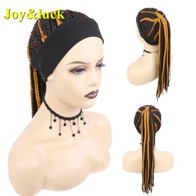 China Wholesale Price Ladies Kinky Curly Headband For Women Scarf Brown Wig Color Mix Long Box Blonde Braided Headband Wig Synthetic Hair Wigs for sale