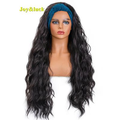 China Wholesale Natural Ladies Wavy Blue Wavy Hair Headband Wig Scarf Body Waves Headband Wigs For Color Women Synthetic Hair Wigs for sale