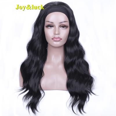 China Natural Body Wave Wigs Body Long Ladies Wholesale Black Wavy Hair Band Head Waves Headband Wigs For Women Color Synthetic Hair Wigs for sale