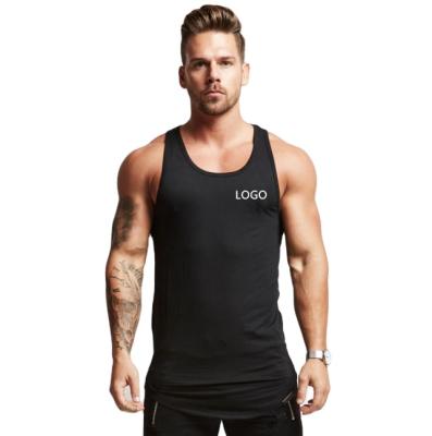 China QUICK DRY Black U Neck Sports Gym Muscle Tank Accept Custom Logo Round Arc Hem Stringer Tank Tops for sale