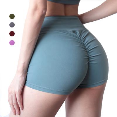 China Anti-Wrinkle Women Workout Yoga Shorts High Waist Booty Lift Gym Shorts Crack! crack! ruched butt sports lifting short pants for sale