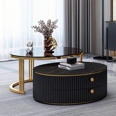 China (Other) Adjustable Modern Furniture Rock Finish Around Table Irregular Oval Marble Nordic Living Room Stone Center Wooden Coffee Table for sale