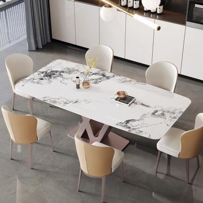 China High quality luxury agglomerated stone dining table furniture of wear resistance and high hardness large sets modern marble dining room furniture for sale