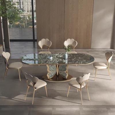 China Wear Resistance And High Hardness Marble Square Dining Table Custom Chairs Dining Room Furniture Set Foshan Factory Chinese Dining Table for sale