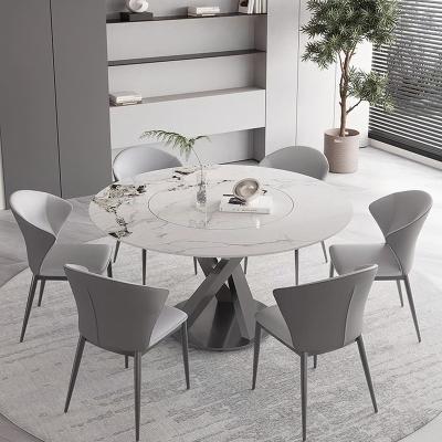 China Convertible Contracted Design Dining Furniture New Arrival 6 Seater Round Marble Dining Table Set for sale