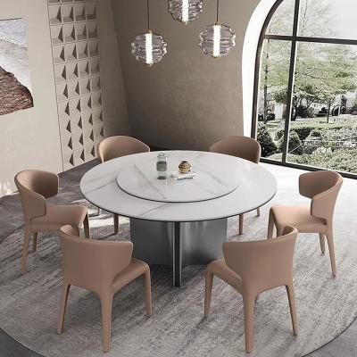 China Luxury Contemporary Home Furniture Round Convertible Dining Room Furniture 6 Chairs Modern Dining Table Set for sale