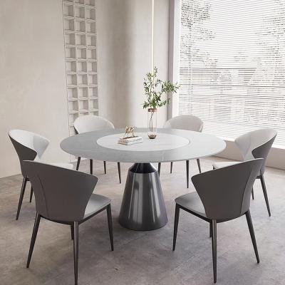 China Modern Luxury Stainless Steel Restaurant Room Set Nordic Home Convertible Furniture Designs Round Marble Dining Table And Chairs for sale