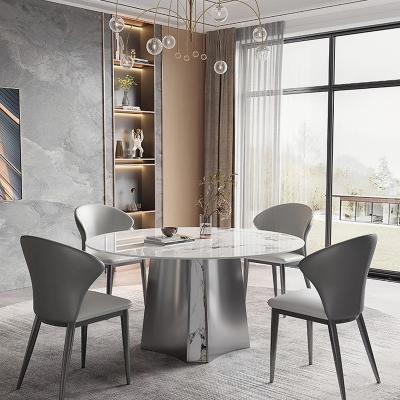 China New Modern Design Round Stone Convertible Luxury Rotating Top Dining Table Set 4 Chairs Dining Tables Dining Room Sets Furniture for sale