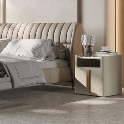 China Modern Contemporary Bedside 2 Drawer Bedside Tables Bedside Tables Bedroom Furniture Manufacturers Solid Wood Stone Nightstands Top Rack for sale