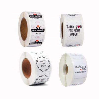 China 500pcs/roll Waterproof Round Blank Thank You Decorative Package Stationery Sticker Custom for sale