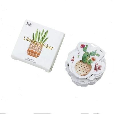 China Waterproof+Eco-friendly 45pcs/box plant diary album cute decorative diary low price green plants stikcers sticker for sale