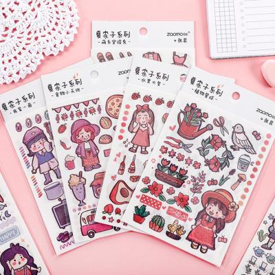 China Decorative Sticker 4 Sheets/Package Cartoon DIY Paper Stickers Scrapbooking Cute Gift Label Phone Case Decoration for sale