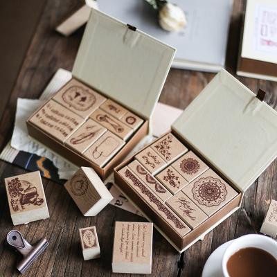 China Modern Stamp Gift DIY Wooden Box Series Travel Time Vintage Wooden Stamp for Scrapbooking Decoration for sale