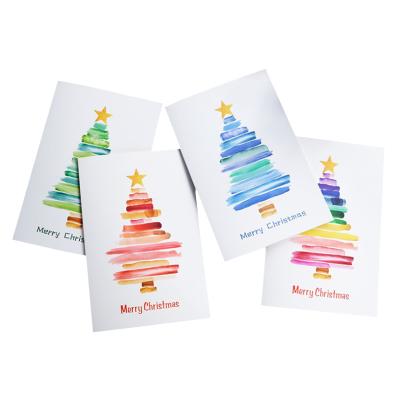 China Pretty Europe Christmas Tree Paper Card Merry Christmas Colorful Festival Postcard Custom Paper Cards for sale