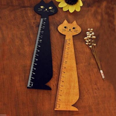 China office portable wholesale kawaii school marker Cat Wooden Ruler vintage ruler wooden level stationery for sale