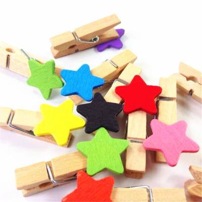 China art & 10pcs/pack Mini Multifunctional Wooden Clip Colorful Stars Decoration Pictures Cute Diy Collectable Bag Clips Fashion Star Clip for sale