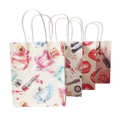 China Recyclable Pattern Printing Paper Cosmetic Bag 15x18cm With Handle Favor Bags Gift Wedding Packaging Storage Bags Festival Decoration for sale