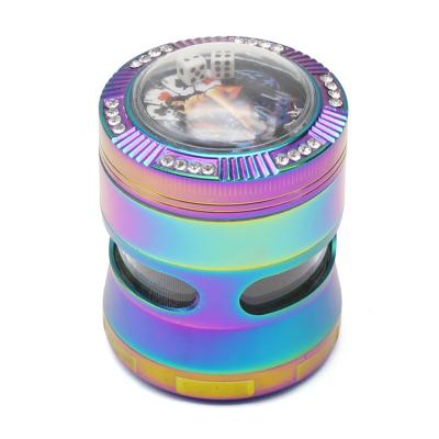 China Wholesale Manual Tobacco Zinc Alloy Metal Metal Herb Grinding Glass Jar With Plastic Grinder Top Mini Herb Grinder for sale