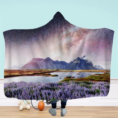 China Viable Custom 3d Printed Starry Oriented Oversized Hoodie Blanket Sky Hoodie Wholesale Wearable Throw Blankets For Adult for sale