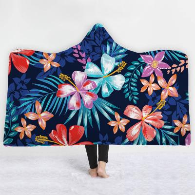 China Sustainable Custom Wearable Winter Blankets Extra Soft Super Warm Double Layer Shawl Plush Throw Blanket for sale