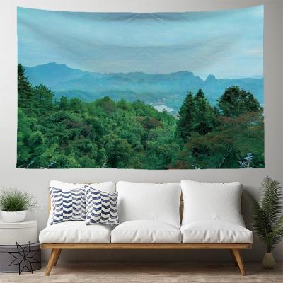 China Custom Logo Printing Cotton Polyester Fabric Nature Scenery Wall Tapestry Viable Wholesale Home Decor Tapestry Fabric for sale