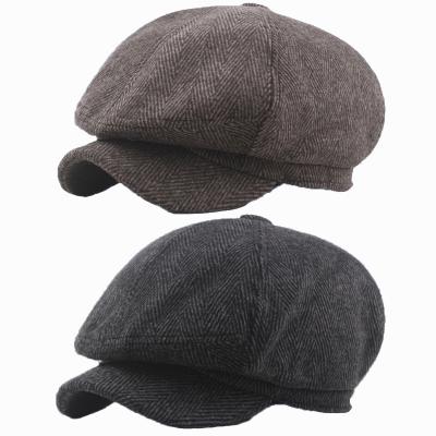 China JOINT Wholesale Men's Flat Vintage Gatsby Herringbone Flat Peaked Painters Corduroy Caps Beret Hats For Men for sale