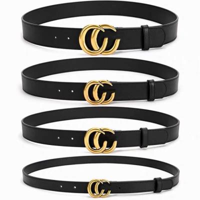 China All-match men's and women's classic personality belt wild two-letter women's fashion leather belt for sale