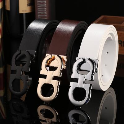 China new All-match men's and women's cowhide belts perforated smooth buckle belts for sale