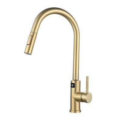 China SAMTOU Touch Sense Kitchen Faucet Digital Display Single Handle 3 Way Stainless Steel Kitchen Faucet Lower Spray Head for sale