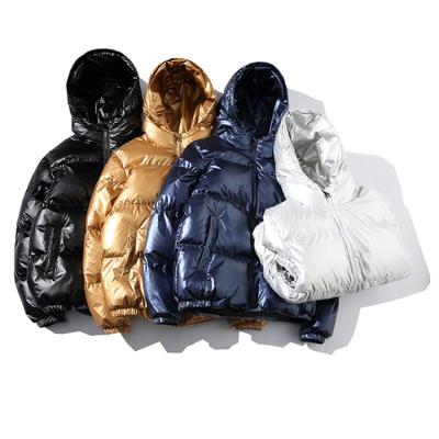 China QUICK DRY Bomber Jacket Custom Padded Waterproof Glossy Faux Down Jacket Warm Mens Stripper Jacket for sale