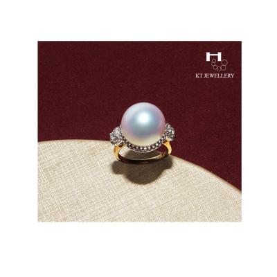 China Classic 14.5mm South Sea Jewelry White Pearl Rings For Women for sale