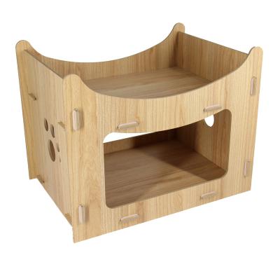 China Sustainable New Designed MDF Cat Bed Ecofriendly Cat House Indoor for sale