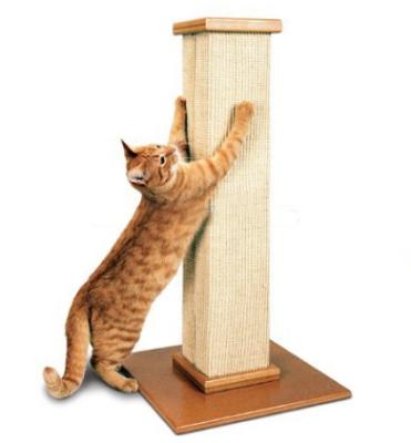 China Sustainable Cardboard Cat Scratcher Sisal Cat Scratching Post Wood Cat Toy for sale