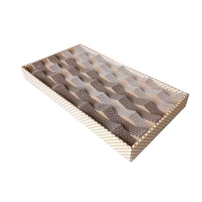 China Sustainable New designed Wave shape Cardboard Cat Scratching Board with free cat nip for sale