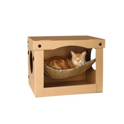 China Sustainable Adorable Cheap Cardboard Indoor Cat House for sale