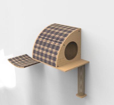 China Sustainable 2018 NEW design cat hammock cat house wooden wall mounted bed cat wall shelf pet bed for sale