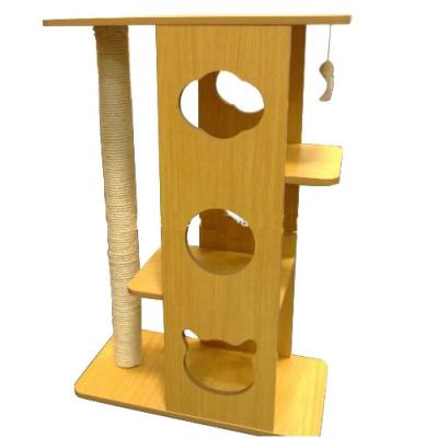 China Cat Tree Wood House Sustainable Cat Scratching Post Sisal MDF Cat Tower Tree for sale