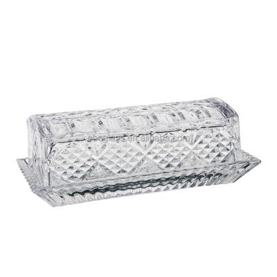 China Viable Transparent Clear Top Grade Gift Box Vintage Butter Dish Ice Cream Home Restaurant Wedding for sale