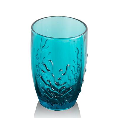 China Solid Color Ocean Animals Embossed Solid Colored Drinking Glasses Cup 16oz Glass Set 6 Pcs Drinking Tumbler for sale