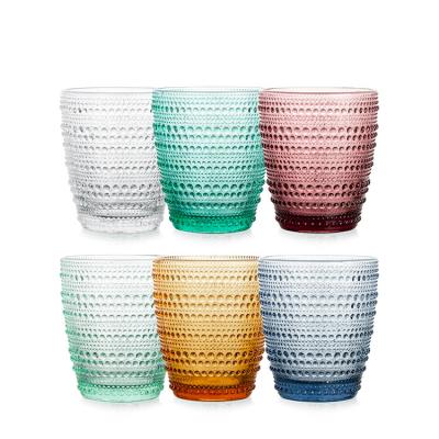 China CLASSIC Dishwasher Available Glass Mug Retro Style Point Embossed Solid Color Glassware Wine Glass Mug for sale