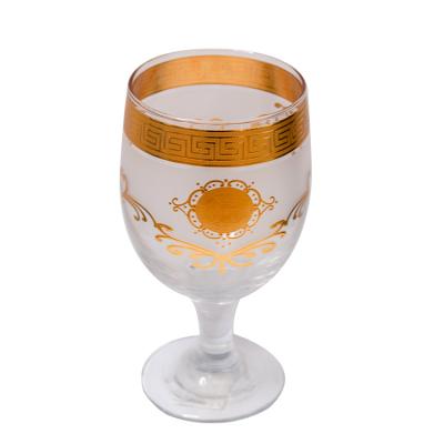 China Bohemia Style Brandy Wine Glass Cups Colored Vintage Glass Goblet Western Gold Decal for sale