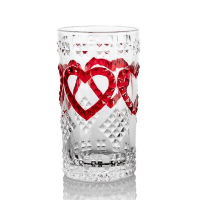 China Crystal like ABO high quality 13oz love crystal heart wedding ball top hiball longdrink glass cup juice tumbler glass for sale