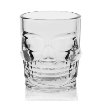 China Small 2oz Empty Glass Skull CREATIVE Shaped Drinking Glass Skull Shot Glass for sale