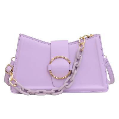 China 2023 Latest Fashion Trendy PU Leather Women's Saddle Bags Simple Shoulder Bag Candy Color Women's Square Cross - Body Bag With Chain for sale