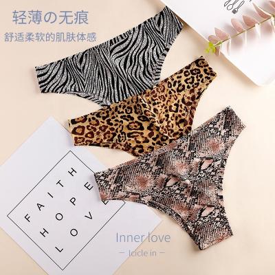 China Breathable Thong Sexy Leopard Sports Ice Silk No Trace Underwear Women's Panties for sale