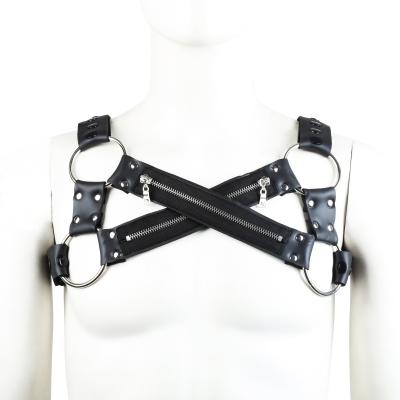 China PU Leather Soft Sponge Half Body Shoulder Harness Chest Belt Bulldog Harness for sale