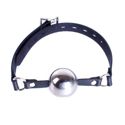 China PU leather belt & Stainless Steel Ball Mouth Gag Harness Metal Open Mouth Gag for sale